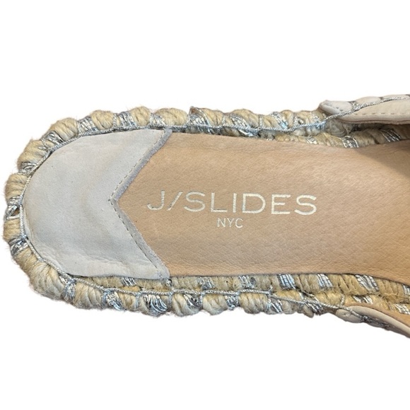 J/Slides NYC Women’s Silver Metallic Espadrilles Leather Slides Women’s Size 7 - Picture 10 of 14
